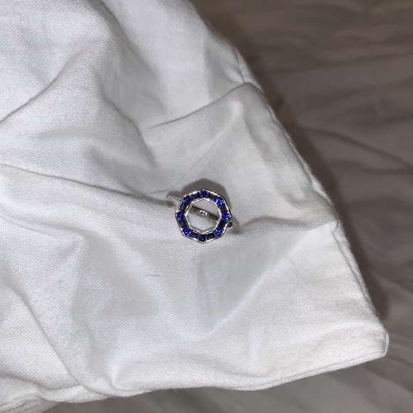 Lab Created Sapphire Halo Ring - Picture 4 of 6